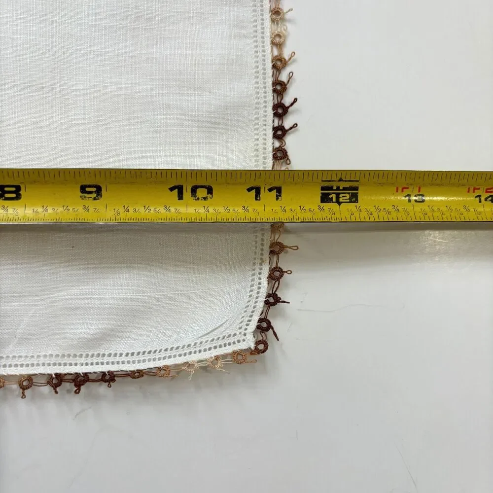 Vintage Linen Tatted Lace Bridesmaid Handkerchief Wedding Cottage Core Granny